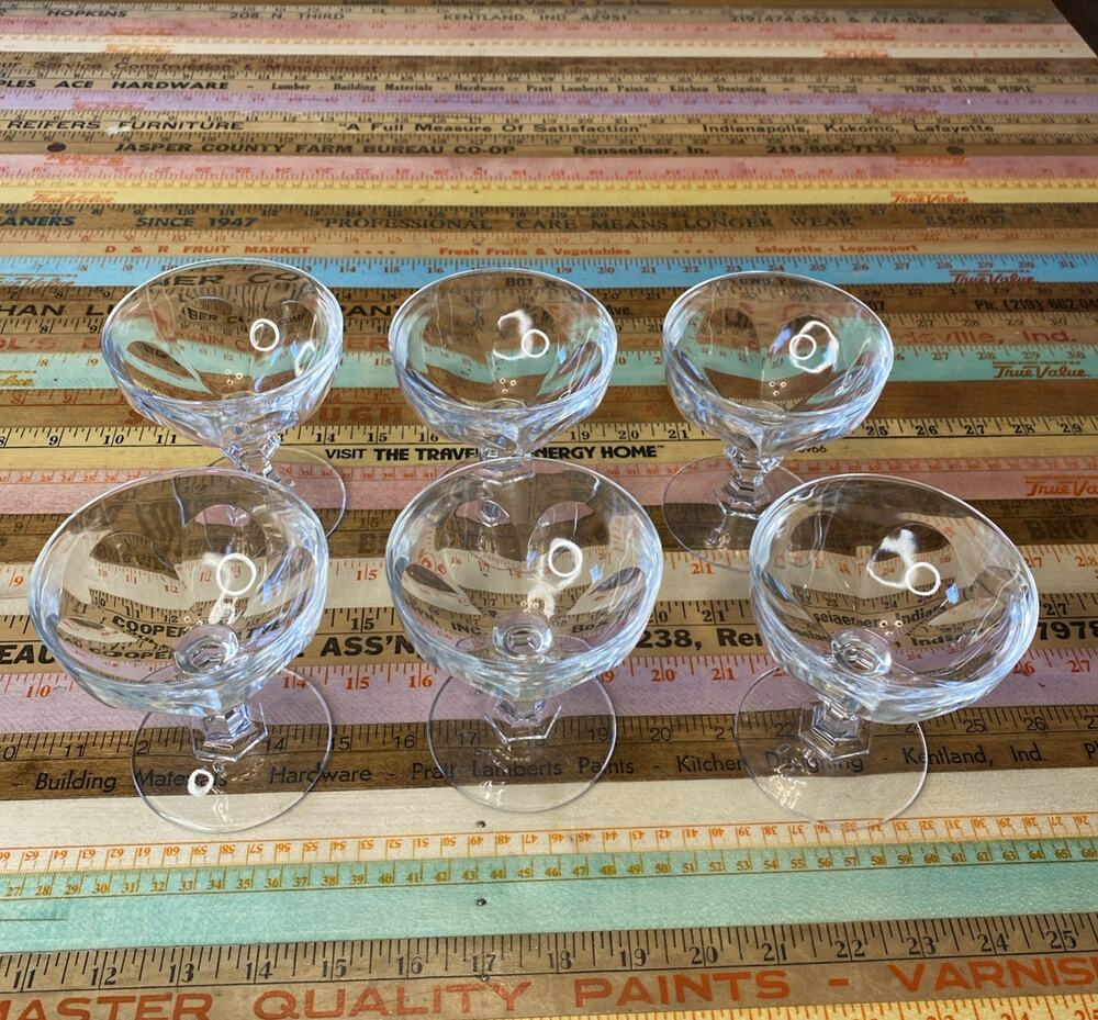 VINTAGE Set of 5 MCM 4.25" Tall Sherbet Champagne Cocktail Clear Stemware Read